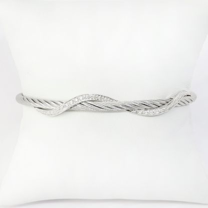 Picture of Stainless Steel and 18k White Gold Diamond Bracelet