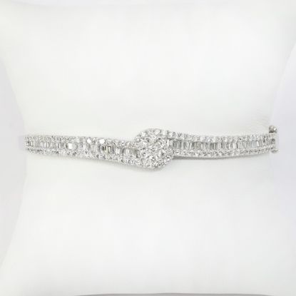 Picture of 14k White Gold & Diamond Hinged Bangle Bracelet 