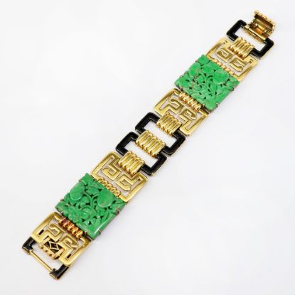 Picture of Vintage 18k Yellow Gold & Nephrite Jade Bracelet 