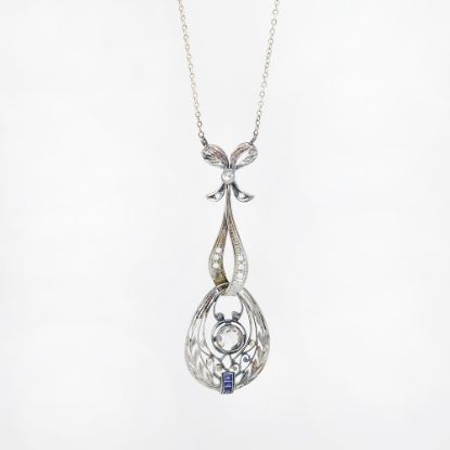 Picture of Vintage 18k White Gold & Rose Cut Diamond Necklace 