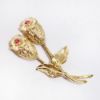 Picture of 14k Yellow Gold, Ruby & Diamond Pair of Roses Brooch 