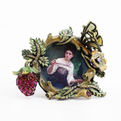 Picture of Jay Strongwater Miniature Round Frame with Strawberry & Butterfly