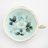 Picture of Vintage Paragon Bone China Robin's Egg Blue Tea Cup & Saucer with Wild Rose Decorations