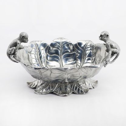 Picture of Arthur Court Aluminum Banana Leaf with Monkeys Bowl