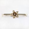 Picture of Antique Victorian 14k Gold, Black Enamel, Pearl & Mine Cut Diamond Mourning Bar Brooch