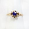 Picture of Antique Victorian Era 10k Gold & Blue Paste Ring with Diamond Halo