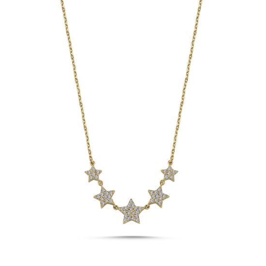 Picture of 14k Yellow Gold Diamond Star Necklace