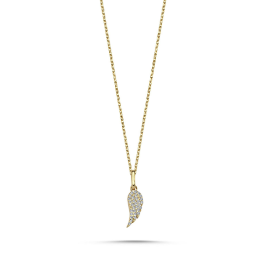 Picture of 14k Yellow Gold Pavé Set Diamond Angel Wing Necklace