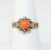 Picture of Antique Victorian 10k Gold Ring with Coral Cabochon & Seed Pearl Halo