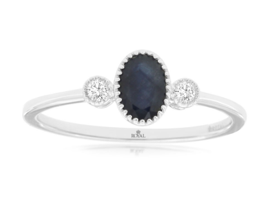 Picture of 14k White Gold Sapphire & Diamond Ring