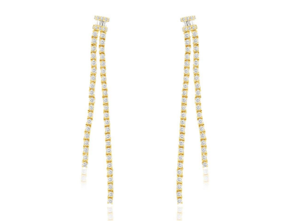 Picture of 14k Yellow Gold Fringe Drop Diamond Earrings