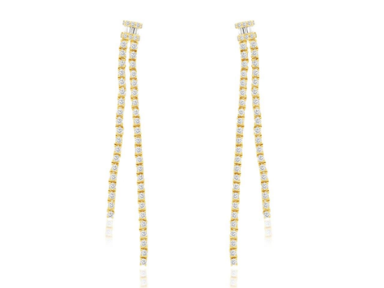 Picture of 14k Yellow Gold Fringe Drop Diamond Earrings