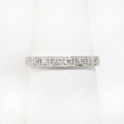 Picture of Antique Art Deco Platinum & Diamond Wedding Band with Etched Edges