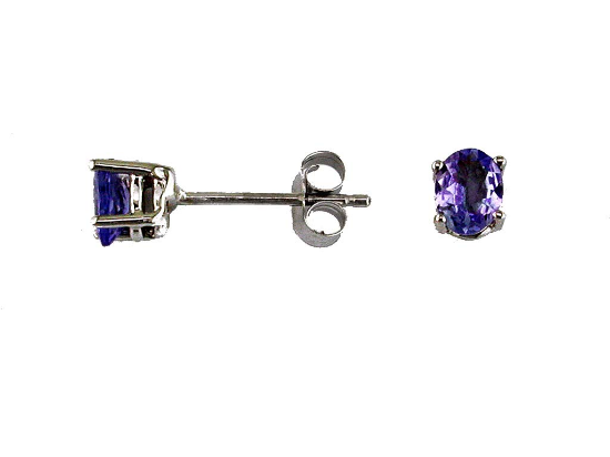 Picture of 14k White Gold Tanzanite Stud Earrings