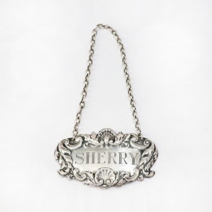 Picture of Vintage C J Vander English Sterling Silver 'Sherry' Decanter Label
