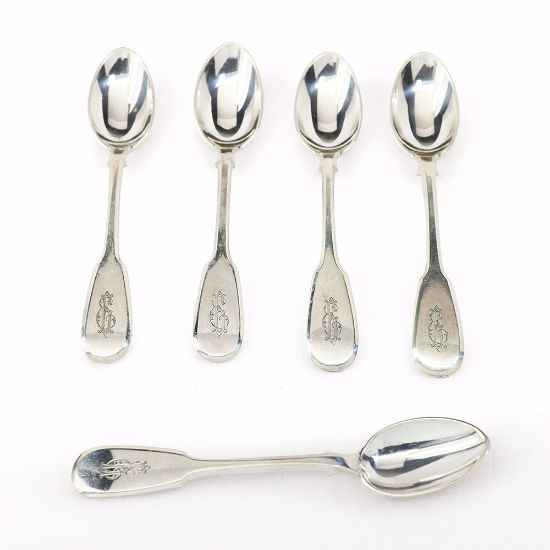 Picture of Set of 5 Russian Silver Demitasse Spoons by Pavel Ovchinnikov
