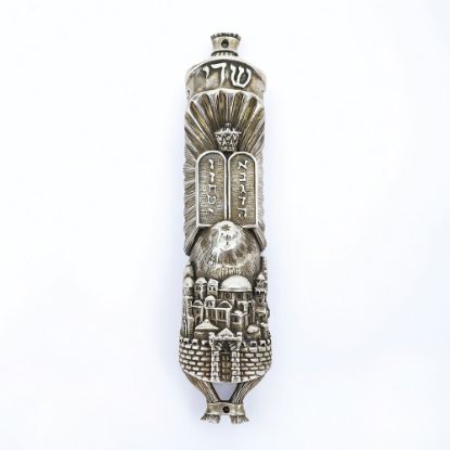 Picture of Vintage Sterling Silver Mezuzah Case with Scroll 