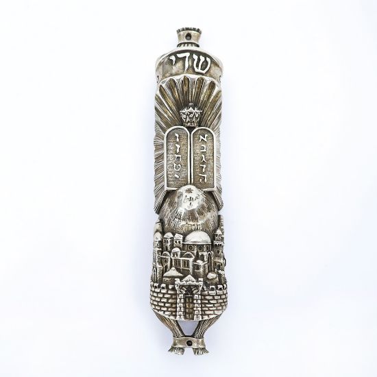 Picture of Vintage Sterling Silver Mezuzah Case with Scroll 
