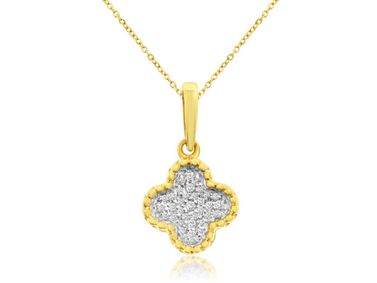 Picture of 14k Yellow Gold Diamond Clover Pendant
