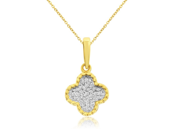 Picture of 14k Yellow Gold Diamond Clover Pendant