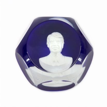 Picture of 1976 Cobalt Blue Jimmy Carter Sulfide Paperweight by Saint Louis 