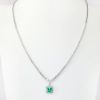 Picture of 18k White Gold Bezel Set Emerald & Diamond Necklace