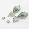 Picture of 14k White Gold Emerald & Diamond Dangling Earrings