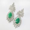 Picture of 14k White Gold Emerald & Diamond Dangling Earrings