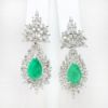 Picture of 14k White Gold Emerald & Diamond Dangling Earrings