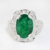 Picture of 14k White Gold Oval Cut Emerald & Brilliant Diamond Ring