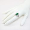 Picture of 14k White Gold Oval Cut Emerald & Brilliant Diamond Ring