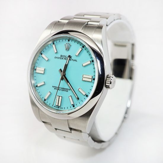 Picture of Rolex Oyster Perpetual Custom Blue Dial Stainless Steel Men's Watch