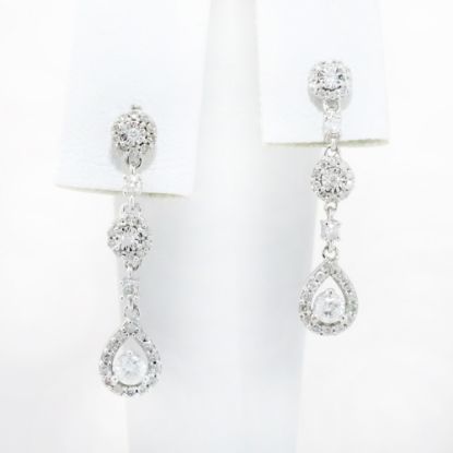 Picture of 14k White Gold Diamond Dangle Earrings 