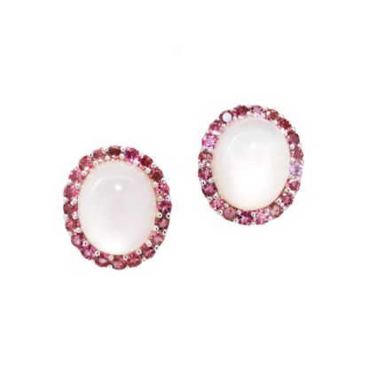 Picture of 14k White Gold Rose Quartz & Tourmaline Earrings 