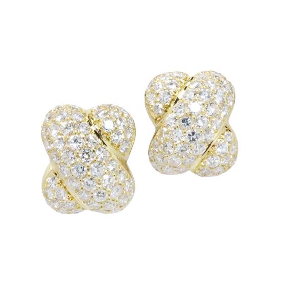 Picture of 18k Yellow Gold & Diamond 'X' Earrings 