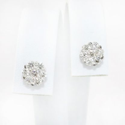 Picture of 14k White Gold Diamond Flower Studs 