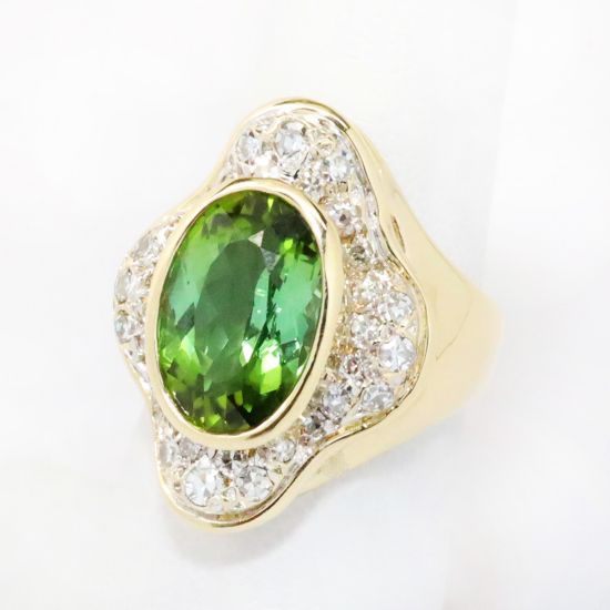 Picture of Custom 14k Yellow Gold Tourmaline & Diamond Ring 