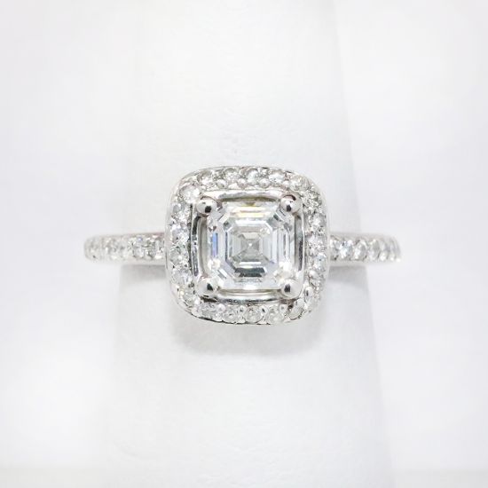 Picture of 14k White Gold .75Ct Ascher Cut Diamond Engagement Ring 