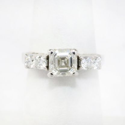 Picture of 14k White Gold 1.05CT Ascher Cut Diamond Engagement Ring 