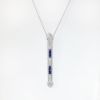 Picture of Art Deco Era Platinum, Diamond & Blue Sapphire Pendant Necklace