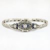 Picture of Vintage Style 14k White Gold Filigree, Diamond, Synthetic Sapphire & Enamel Bracelet