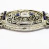 Picture of Vintage Style 14k White Gold Filigree, Diamond, Synthetic Sapphire & Enamel Bracelet
