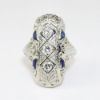 Picture of Antique Early Art Deco 14k White Gold Filigree, Diamond & Synthetic Sapphire Ring