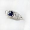 Picture of Antique 18k White Gold Filigree, Diamond & Synthetic Sapphire Ring