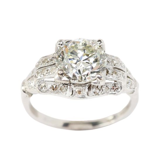 Picture of Antique Art Deco Platinum & Old European Cut Diamond Engagement Ring