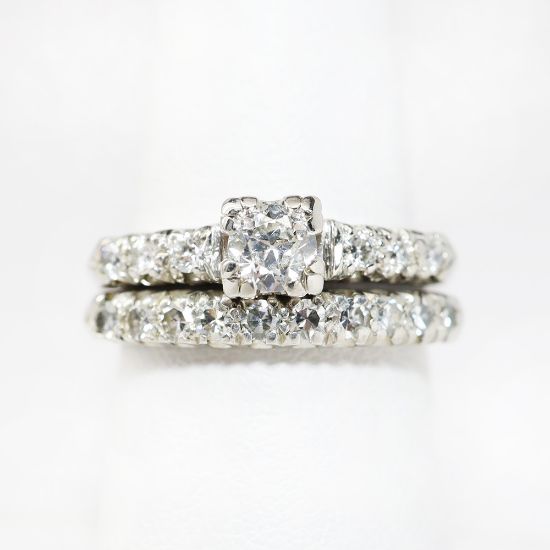 Picture of Vintage Platinum & Diamond Bridal Ring Set
