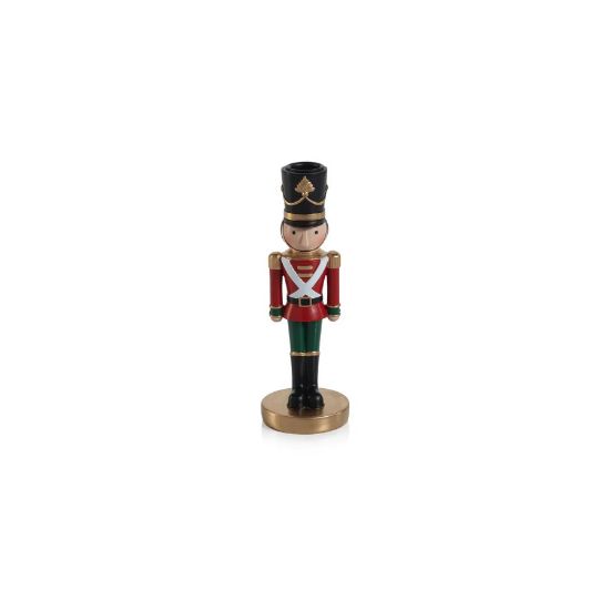 Picture of 8" Red & Green Nutcracker Taper Candle Holder