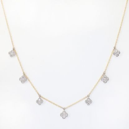Picture of 14k Two-Tone Gold & Diamond Trefoil Motif Charm Necklace