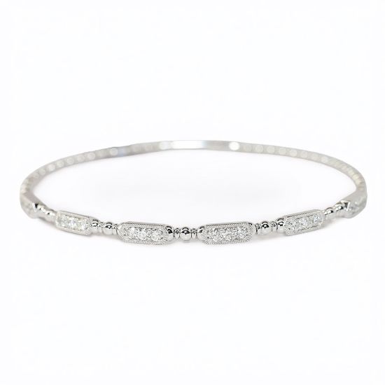 Picture of 14k White Gold & Diamond Station Bangle 