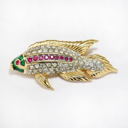 Picture of Vintage Swarovski Pavé Set Crystal & Enamel Fish Brooch